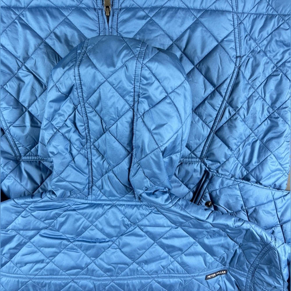 Peter Millar Jacket Hoodie Crown Essex XL Quilted Moon Blue Polyester - Picture 6 of 10